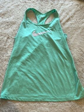 Nike Dri-FIT Seafoam Green Racerback Tank with White Logo light turquoise medium